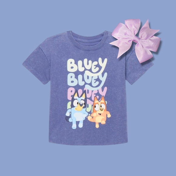 Bluey Other - Toddler 4T • Bluey • Short Sleeve TShirt • Matching Light Purple Hair Bow